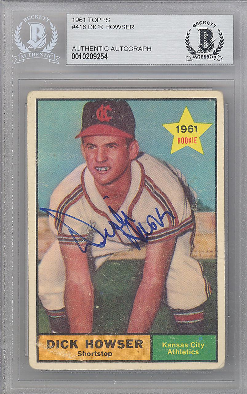 Dick Howser Autographed 1961 Topps Card #416 Kansas City A's Beckett BAS #10209254