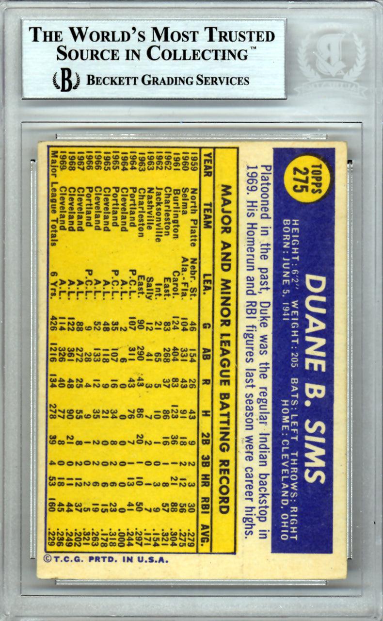 Duke Sims Autographed 1970 Topps Card #275 Cleveland Indians Beckett BAS #10209696