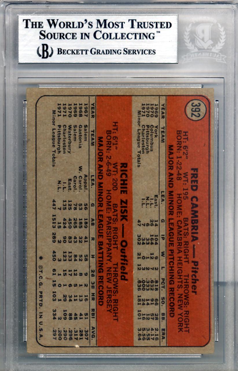 Richie Zisk Autographed 1972 Topps Rookie Card #392 Pittsburgh Pirates Beckett BAS #10209897