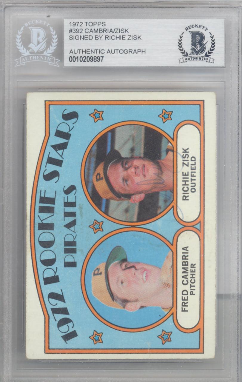 Richie Zisk Autographed 1972 Topps Rookie Card #392 Pittsburgh Pirates Beckett BAS #10209897