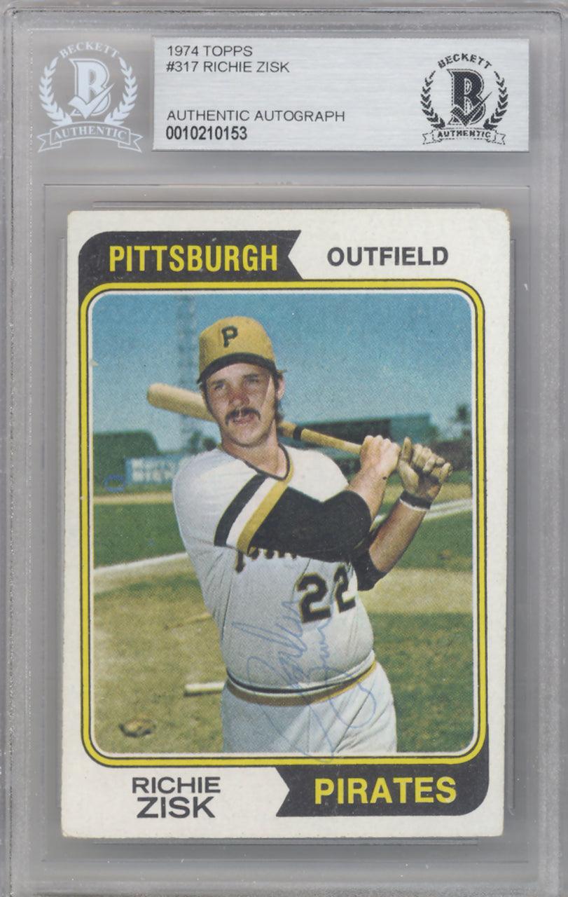 Richie Zisk Autographed 1974 Topps Card #317 Pittsburgh Pirates Beckett BAS #10210153