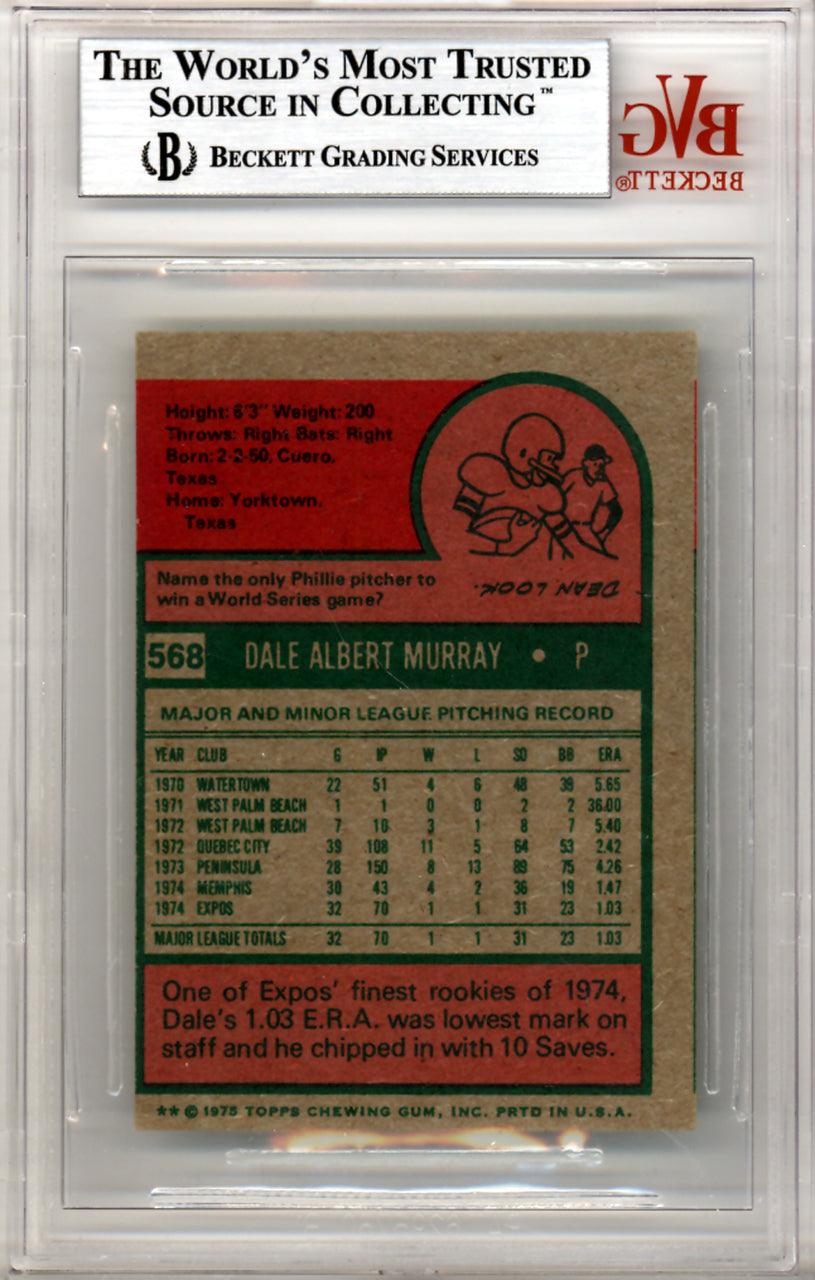 Dale Murray Autographed 1975 Topps Mini Card #568 Montreal Expos Beckett BAS #10211289