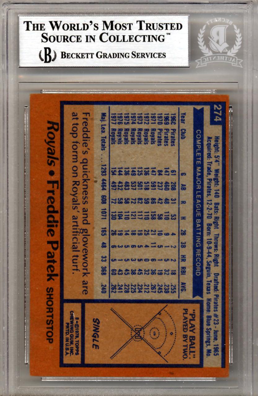 Fred "Freddie" Patek Autographed 1978 Topps Card #274 Kansas City Royals Beckett BAS #10211469