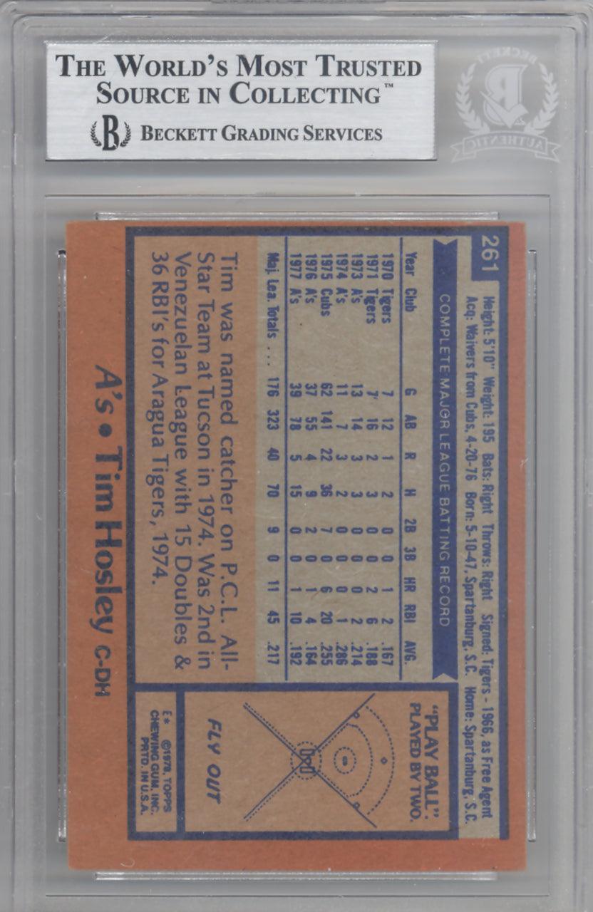 Tim Hosley Autographed 1978 Topps Card #261 Oakland A's Beckett BAS #10211482