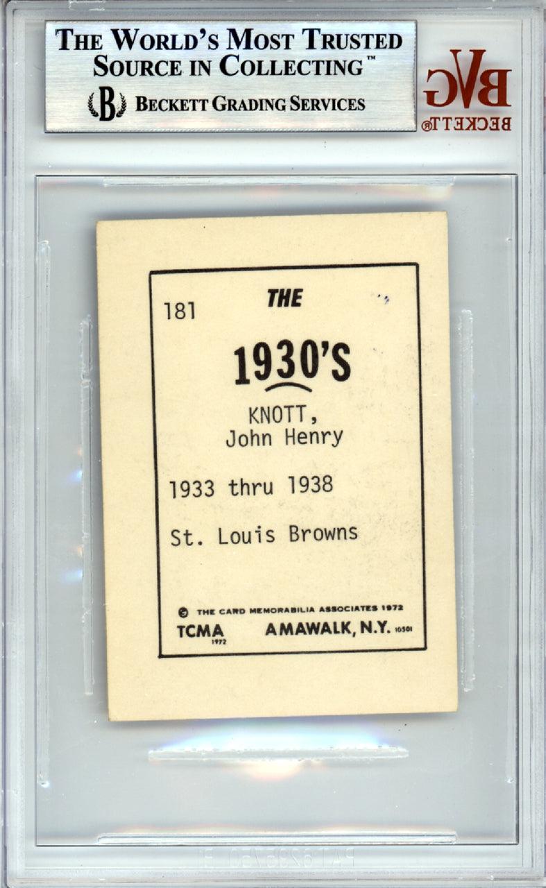 Jack Knott Autographed 1972 TCMA Card #181 St. Louis Browns Beckett BAS #10378395