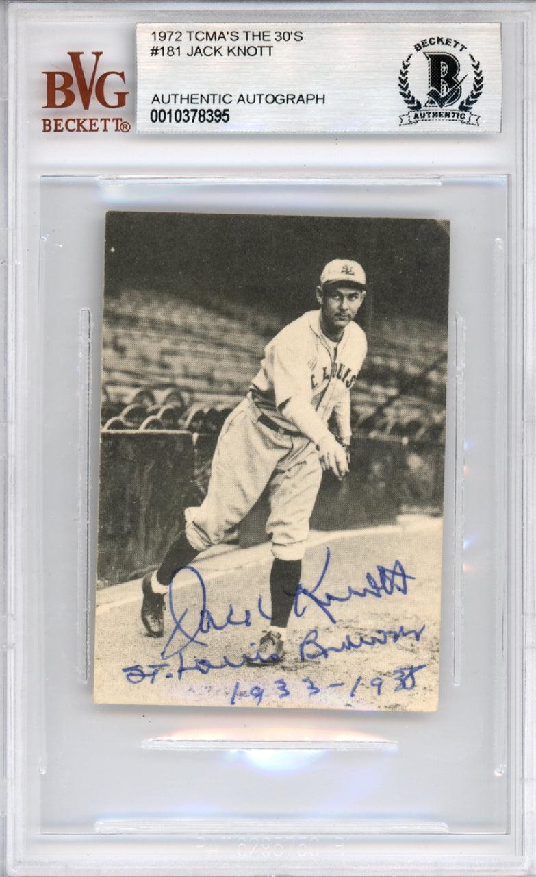 Jack Knott Autographed 1972 TCMA Card #181 St. Louis Browns Beckett BAS #10378395