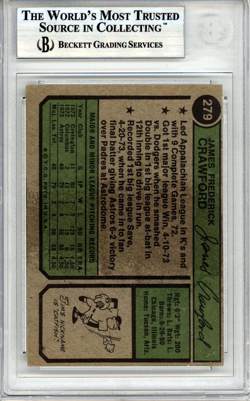 Jim Crawford Autographed 1974 Topps Card #279 Houston Astros Beckett BAS #10378453