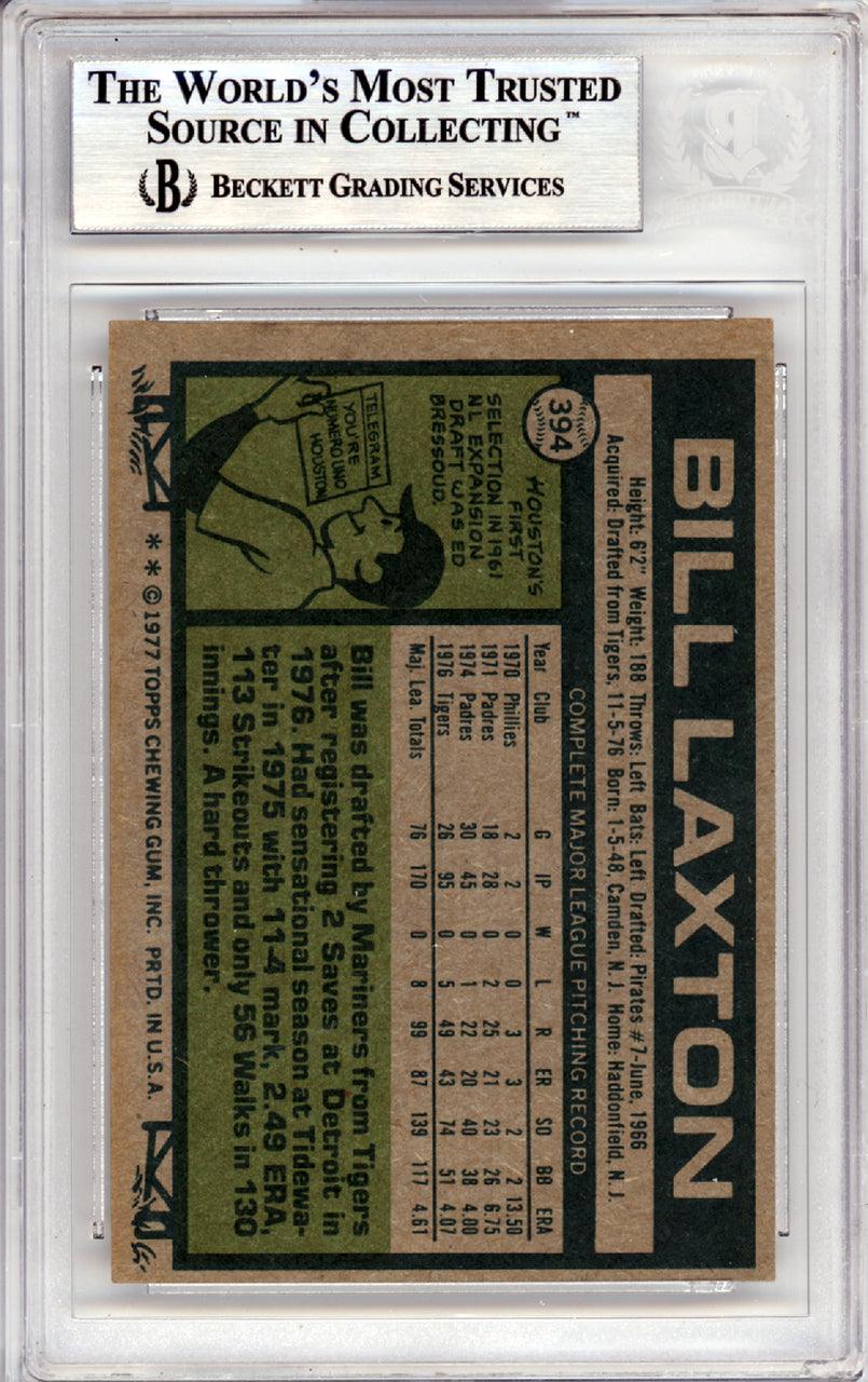 Bill Laxton Autographed 1977 Topps Card #394 Seattle Mariners Beckett BAS #10378755