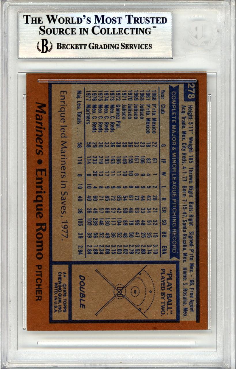 Enrique Romo Autographed 1978 Topps Rookie Card #278 Seattle Mariners Beckett BAS #10378853