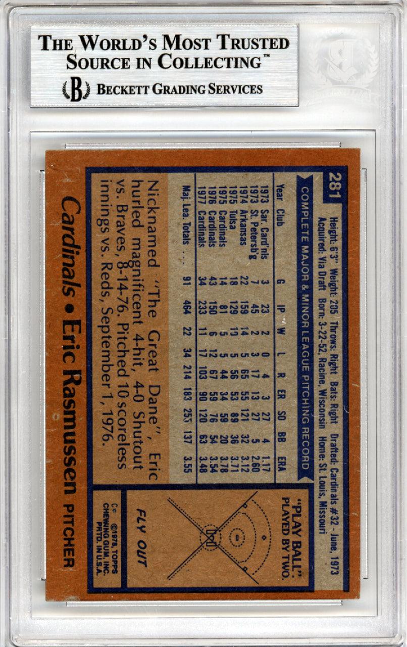 Eric Rasmussen Autographed 1978 Topps Card #281 St. Louis Cardinals Beckett BAS #10447306