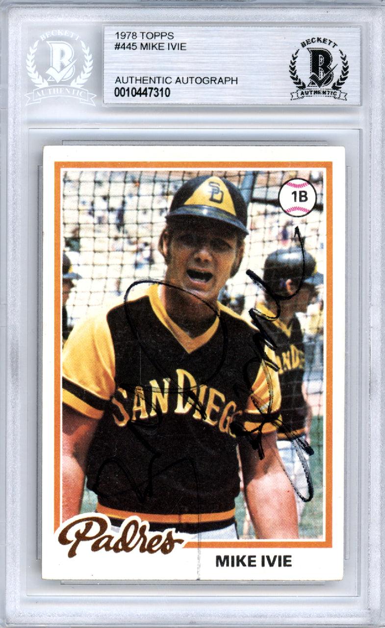 Mike Ivie Autographed 1978 Topps Card #445 San Diego Padres Beckett BAS #10447310