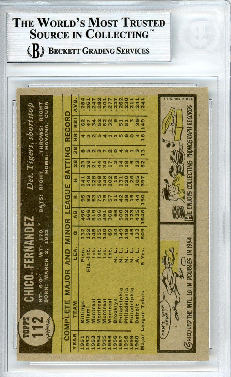 Chico Fernandez Autographed 1961 Topps Card #112 Detroit Tigers Beckett BAS #10540091