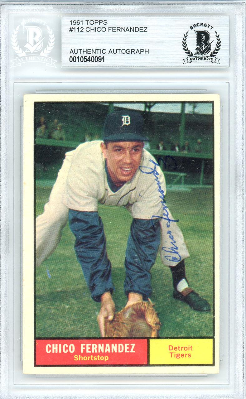 Chico Fernandez Autographed 1961 Topps Card #112 Detroit Tigers Beckett BAS #10540091