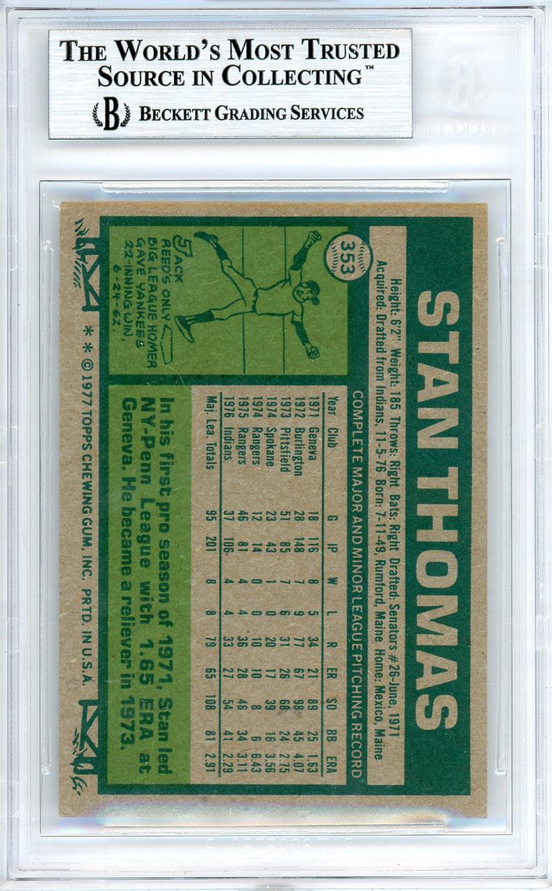 Stan Thomas Autographed 1977 Topps Card #353 Seattle Mariners Beckett BAS #10540388