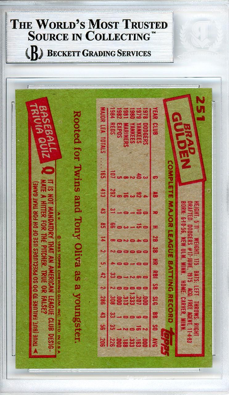 Brad Gulden Autographed 1985 Topps Card #251 Cincinnati Reds Beckett BAS #10540497
