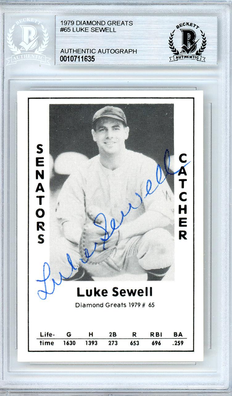 Luke Sewell Autographed 1979 Diamond Greats Card #65 Washington Senators Beckett BAS #10711635