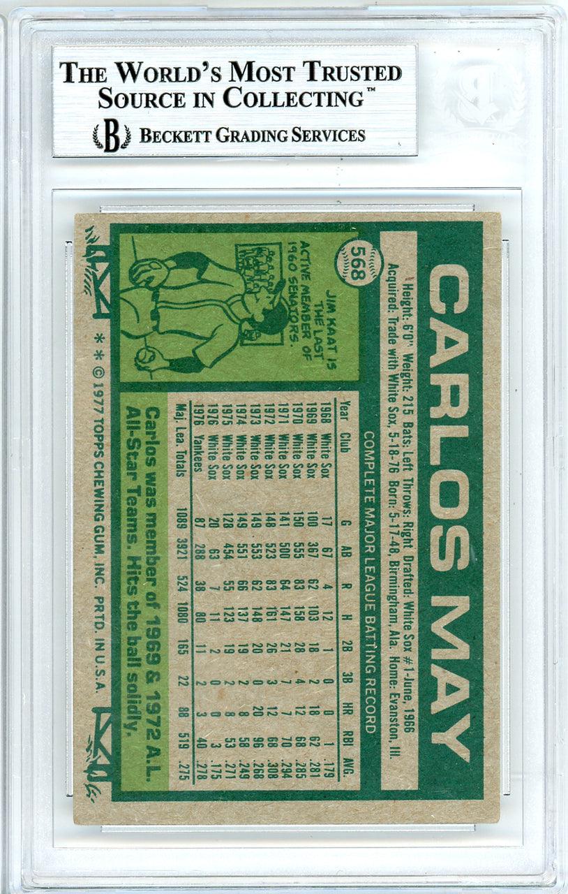 Carlos May Autographed 1977 Topps Card #568 New York Yankees Beckett BAS #10712148