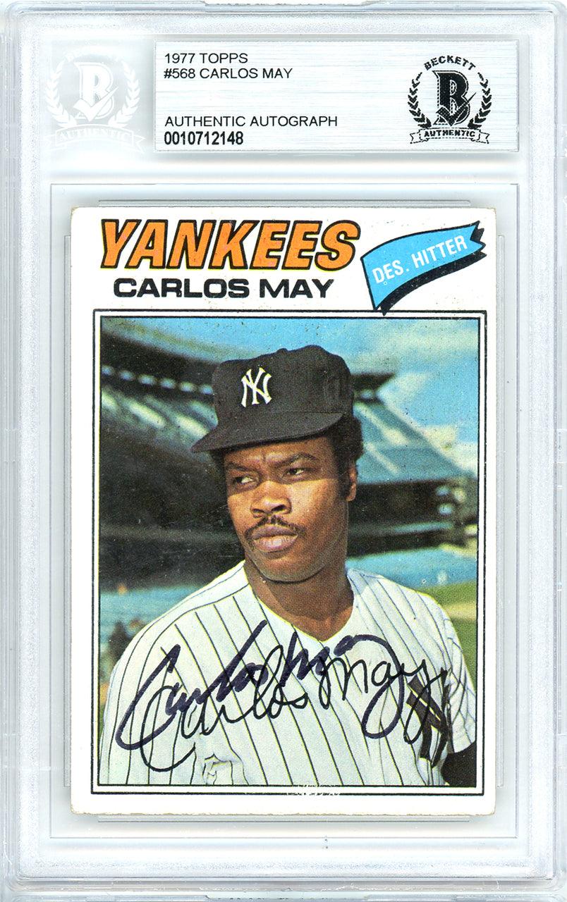 Carlos May Autographed 1977 Topps Card #568 New York Yankees Beckett BAS #10712148