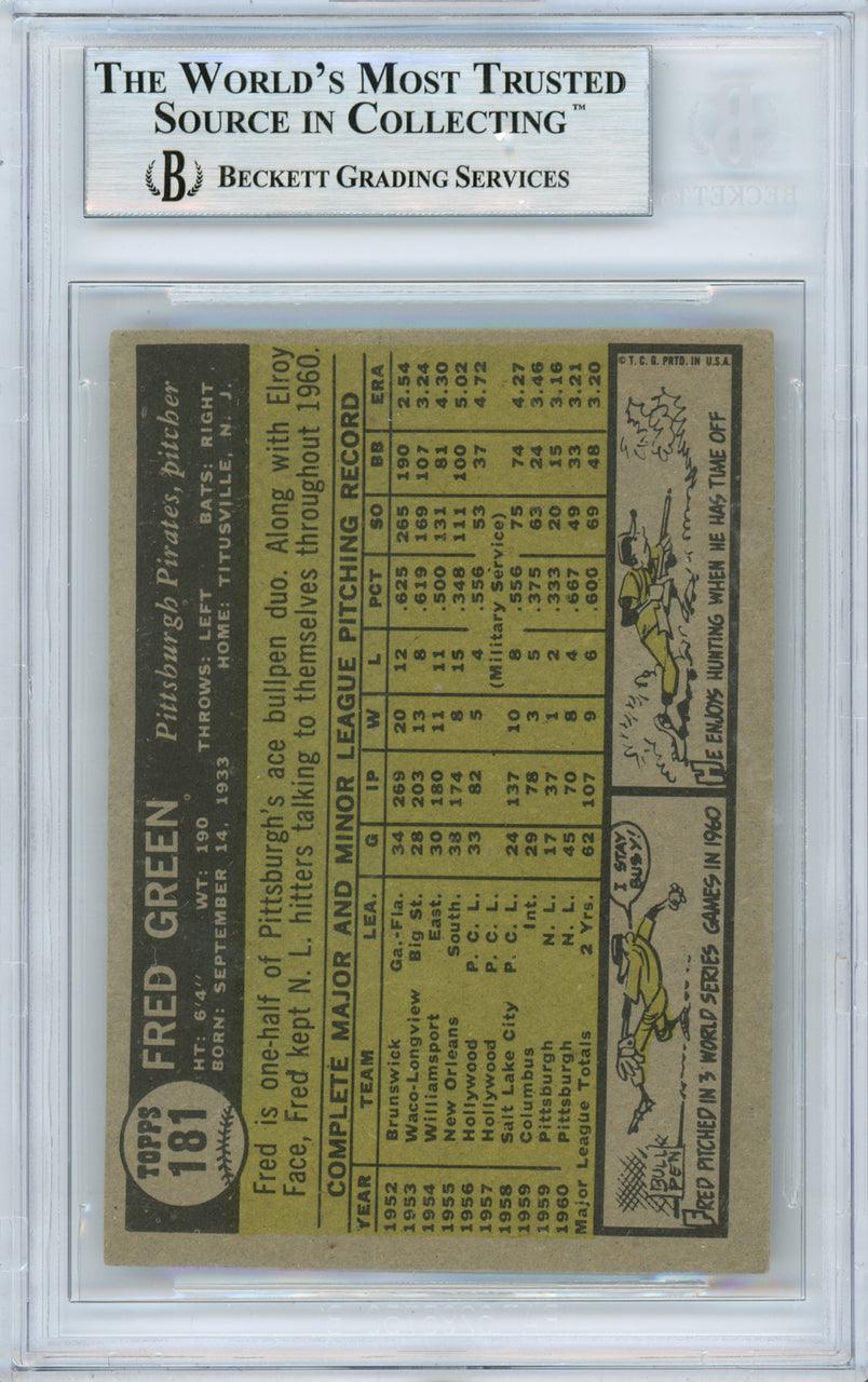 Dick Green Autographed 1961 Topps Card #181 Pittsburgh Pirates Beckett BAS #10838632