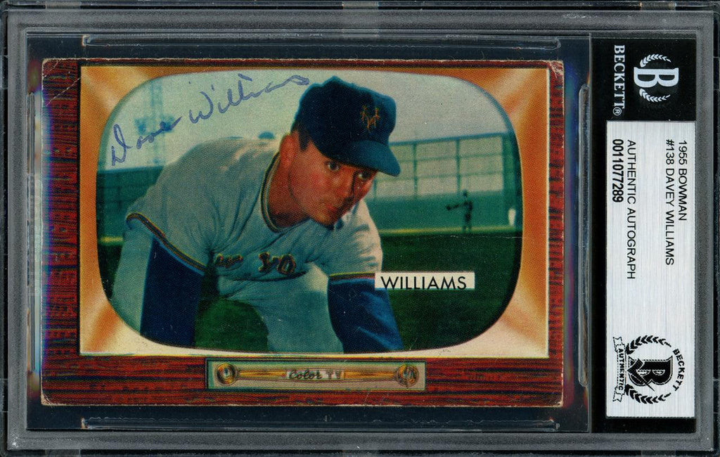 Dave "Davey" Williams Autographed 1955 Bowman Card #138 New York Giants Beckett BAS #11077289