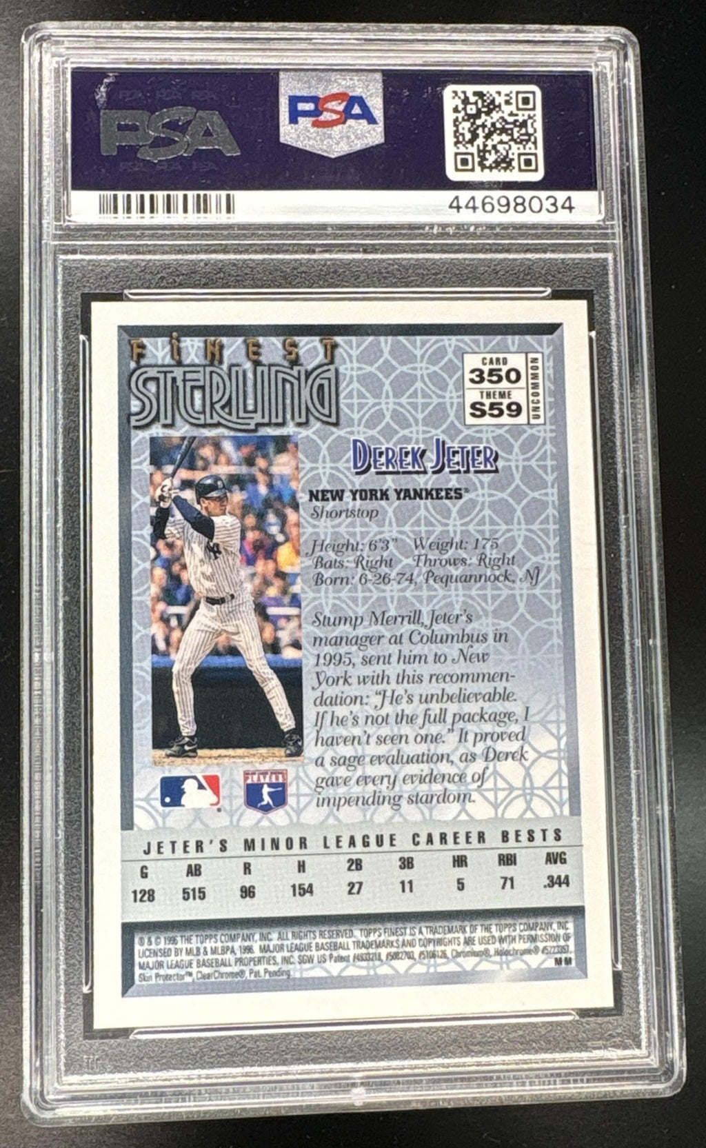 1996 Finest Derek Jeter #S350 PSA 10