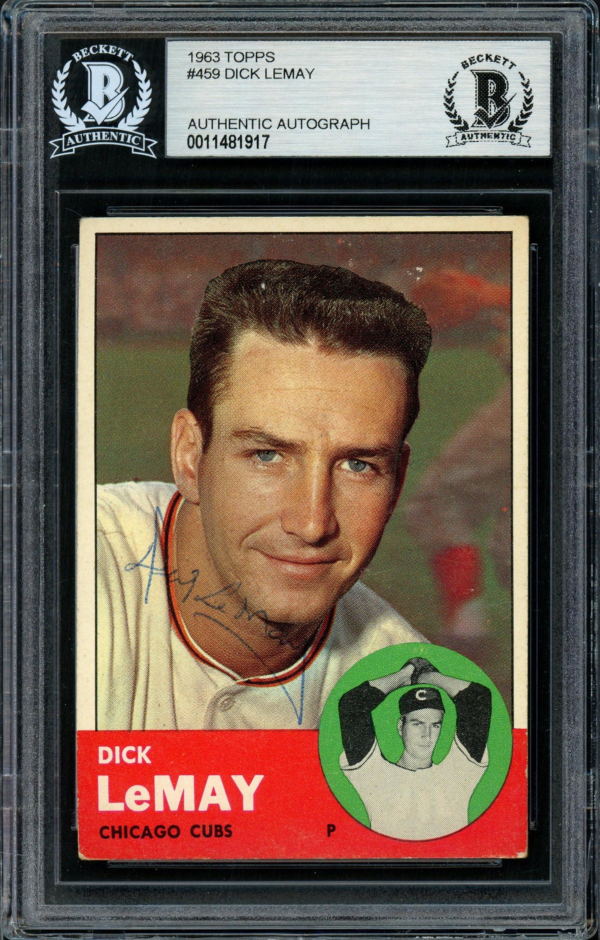 Dick LeMay Autographed 1963 Topps Card #459 Chicago Cubs Beckett BAS #11481917