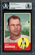 Steve Boros Autographed 1963 Topps High Number Card #532 Chicago Cubs Beckett BAS #11481987
