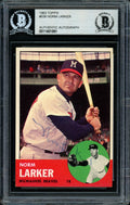 Norm Larker Autographed 1963 Topps High Number Card #536 Milwaukee Braves Beckett BAS #11481991