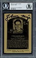 Johnny Mize Autographed 1982 Metallic HOF Plaque Card New York Yankees Beckett BAS #11628132