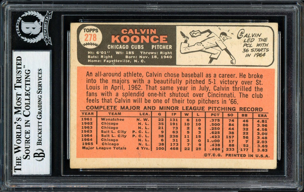 Cal Koonce Autographed 1966 Topps Card #278 Chicago Cubs Beckett BAS #12057066
