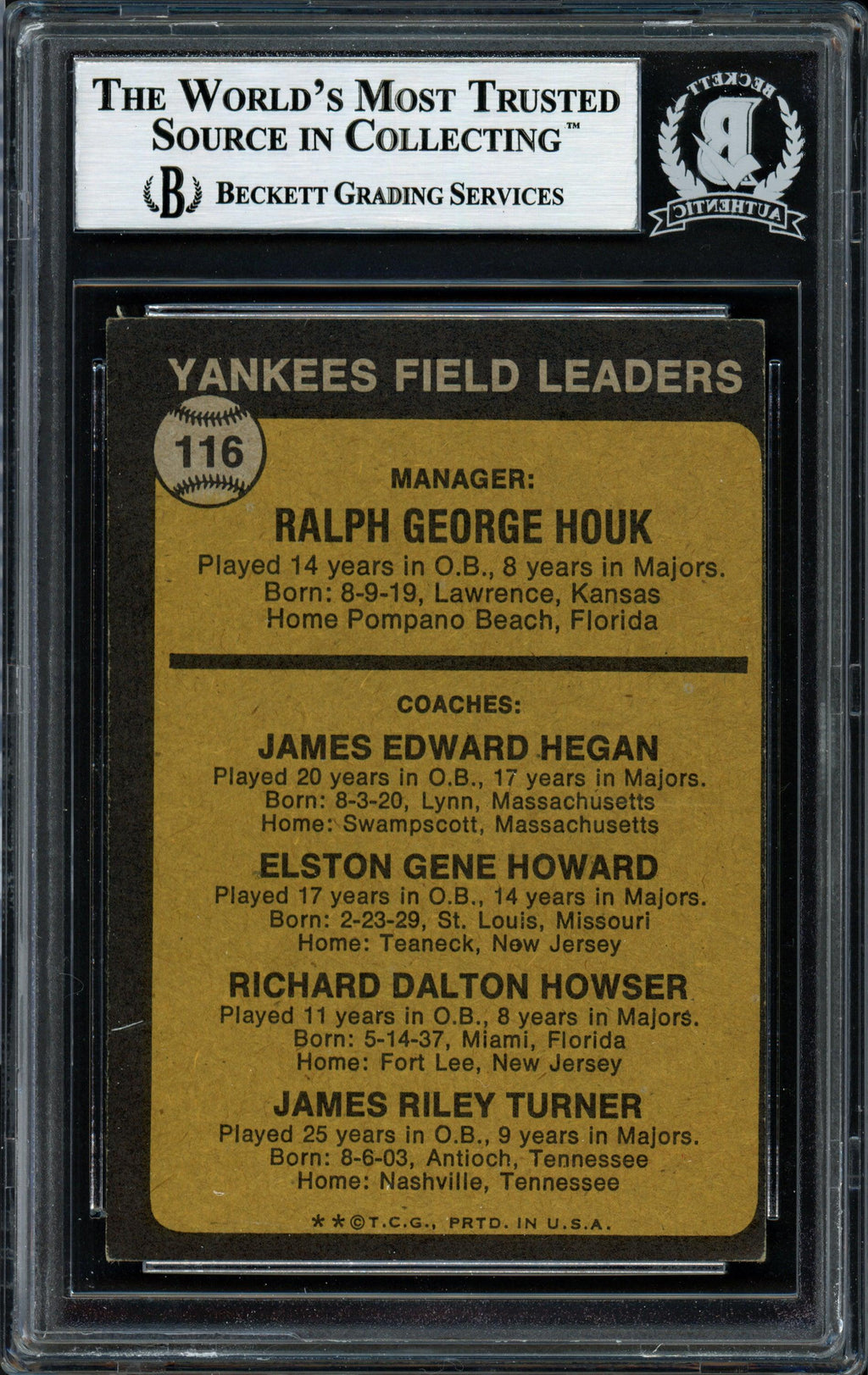Elston Howard Autographed 1973 Topps Card #116 New York Yankees Beckett BAS #12057392