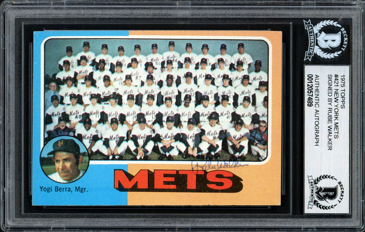 Al "Rube" Walker Autographed 1975 Topps Card #421 New York Mets Beckett BAS #12057489