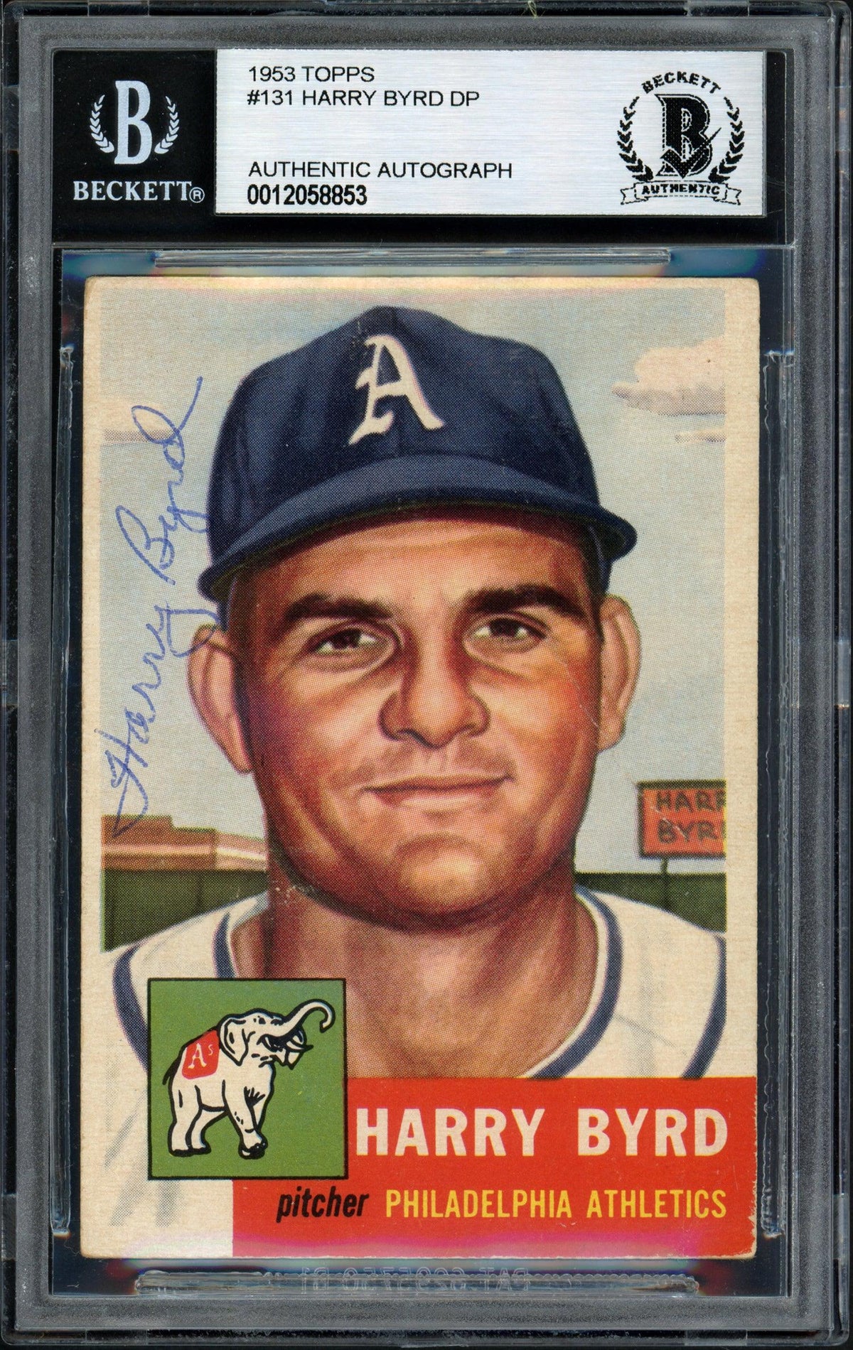 Harry Byrd Autographed 1953 Topps Rookie Card #131 Philadelphia A's Beckett BAS #12058853