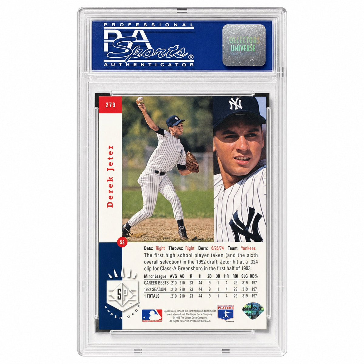 1993 SP Foil Derek Jeter #279 PSA 8