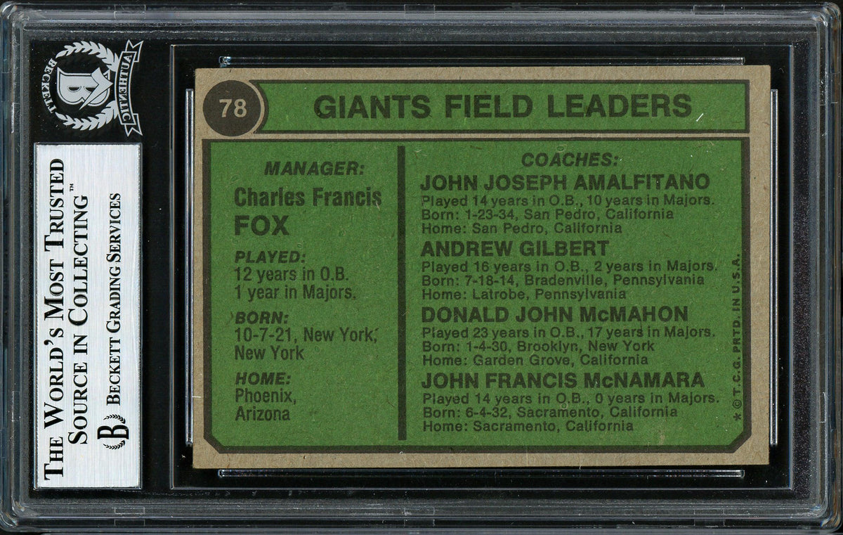 Don McMahon Autographed 1974 Topps Card #78 San Francisco Giants Beckett BAS #12306502