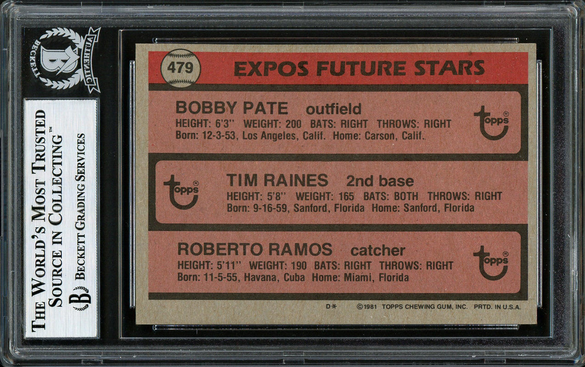 Tim Raines & Roberto Ramos Autographed 1981 Topps Rookie Card #479 Montreal Expos Beckett BAS #12306794