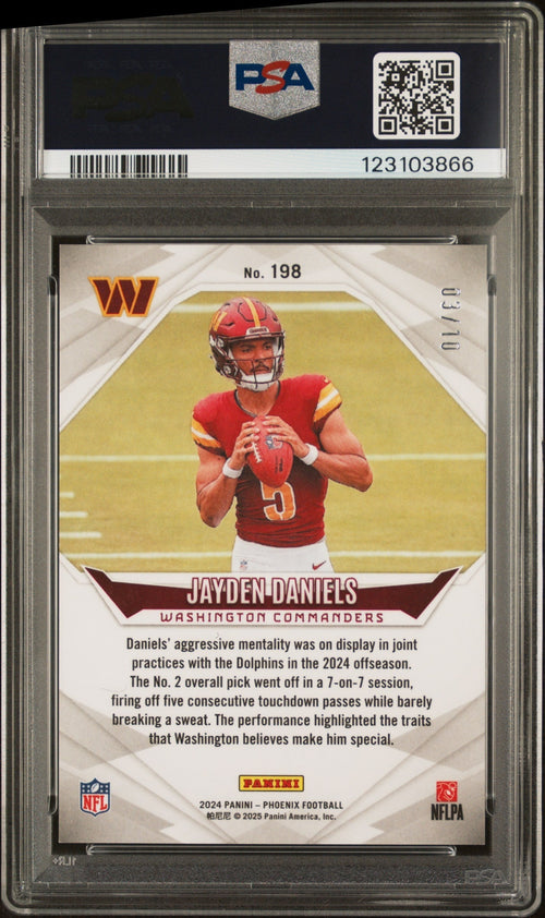 2024 Panini Phoenix Gold Hyper Jayden Daniels #198 /10 PSA 9 – back
