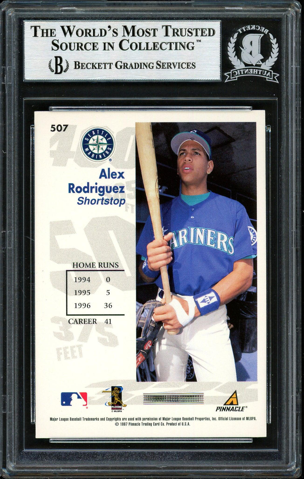 Alex Rodriguez Autographed 1997 Score Goin' Yard Card #507 Seattle Mariners Beckett BAS #12410253