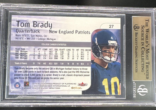 2000 Skybox Impact Rookies Tom Brady #27 BGS 9.5 – back