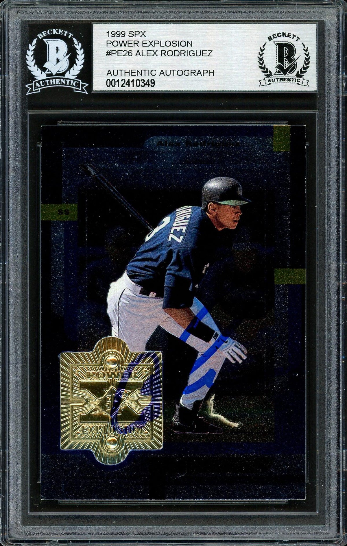 Alex Rodriguez Autographed 1999 SPX Power Explosion Card #PE26 Seattle Mariners Beckett BAS #12410349
