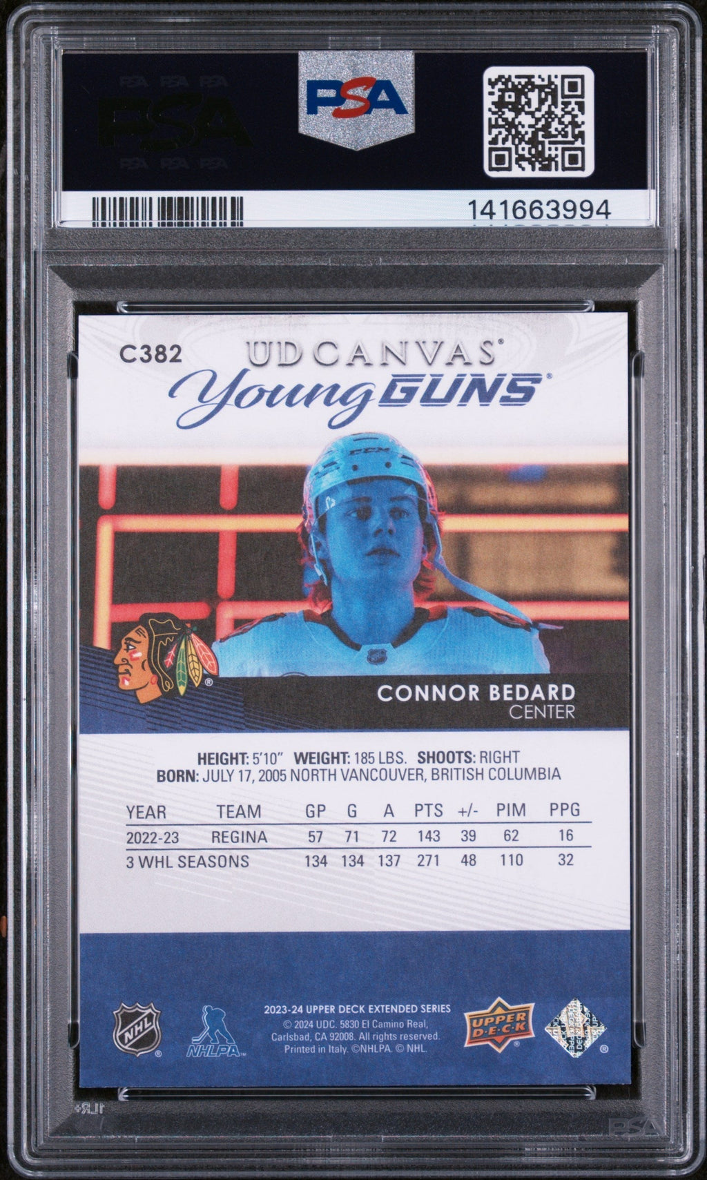 2023 Upper Deck UD Canvas Connor Bedard #C382 PSA 9