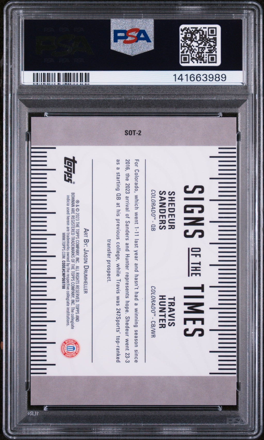 2023 Bowman University Best Signs of the Times Geometric T.Hunter/S.Sanders #SOT2 PSA 10