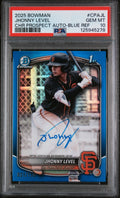 2025 Bowman Chrome Prospect Autograph Blue Refractor Jhonny Level #CPAJL /150 PSA 10