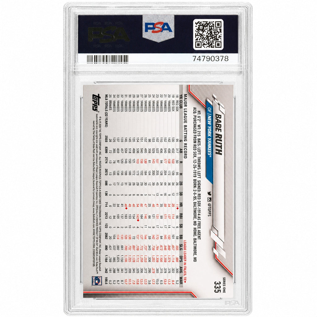 2020 Topps Base Set Photo Variation Babe Ruth #335B PSA 9