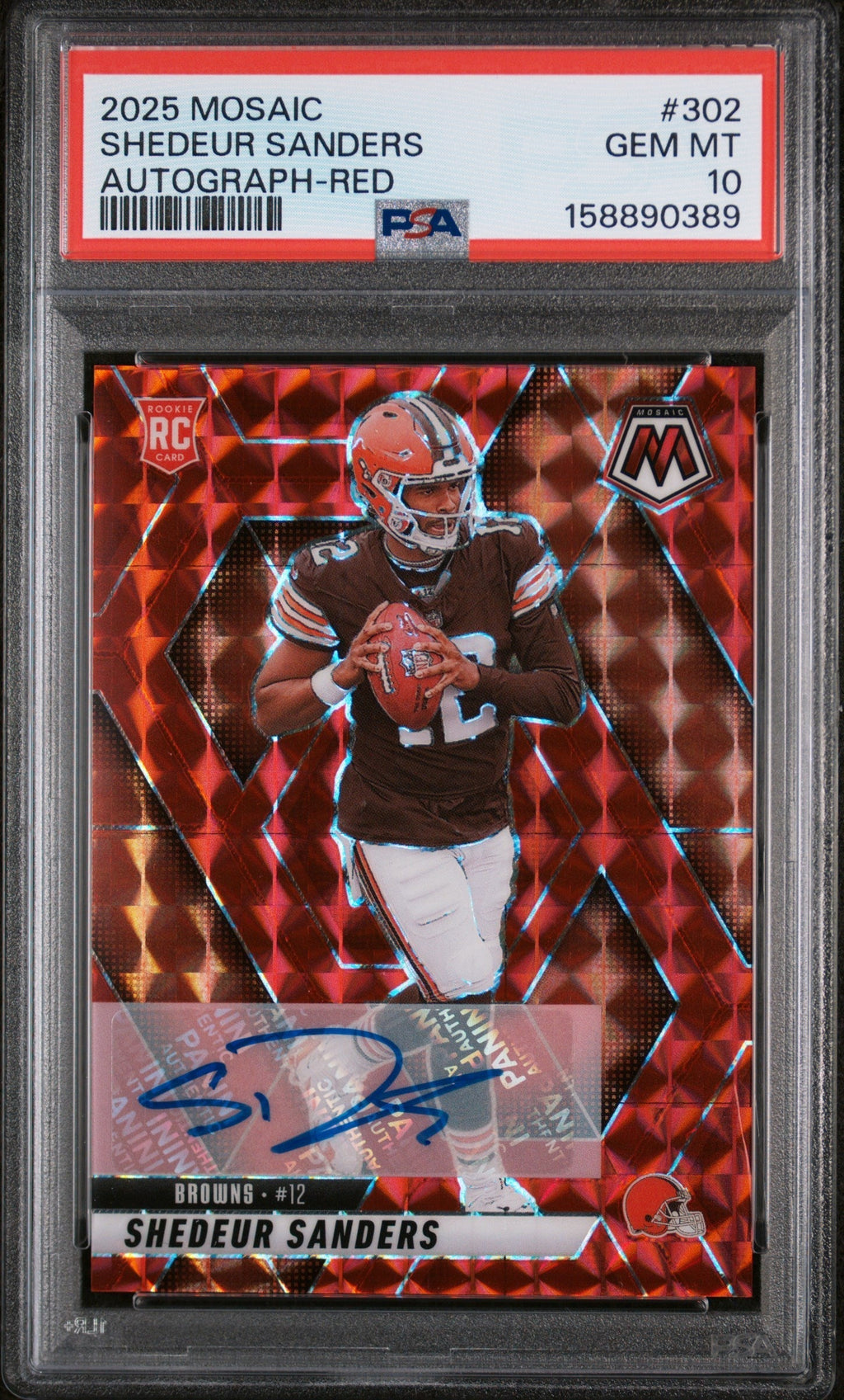 2025 Panini Mosaic Autograph-Red Shedeur Sanders #302 /199 PSA 10