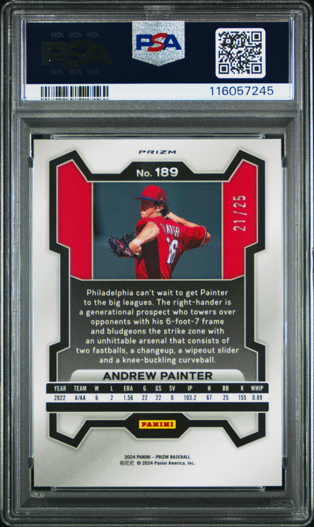 2024 Panini Prizm Mojo Prizm Andrew Painter #189 /25 PSA 10