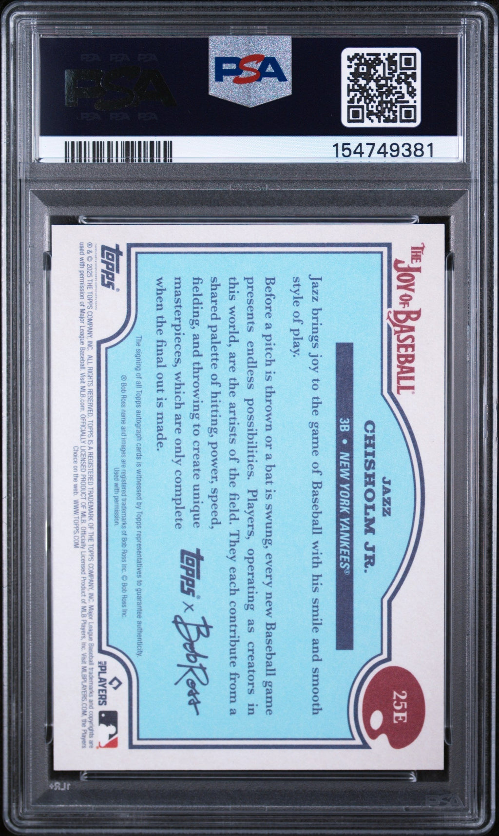 2025 Topps X Bob Ross the Joy of Baseball Autograph-Titanium White Jazz Chisholm Jr. #25E /35 PSA 10