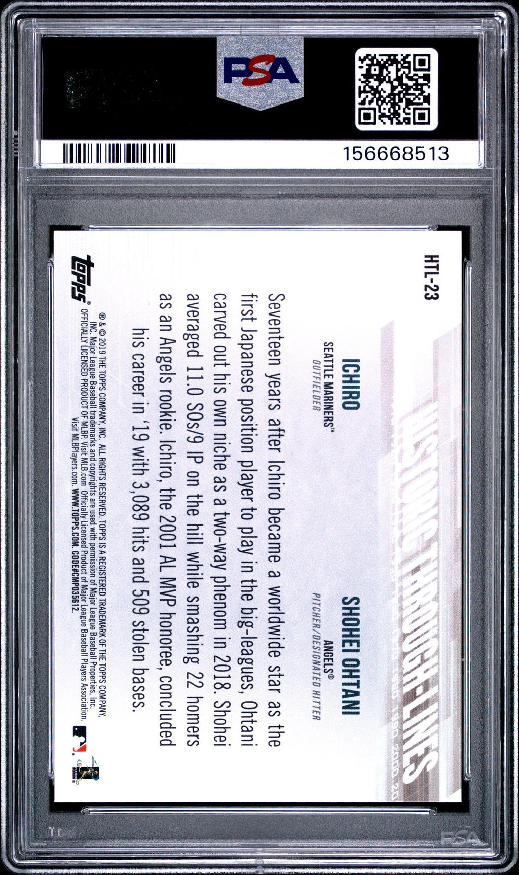2019 Topps Historic Through Lines Shohei Ohtani #HTL23 PSA 10