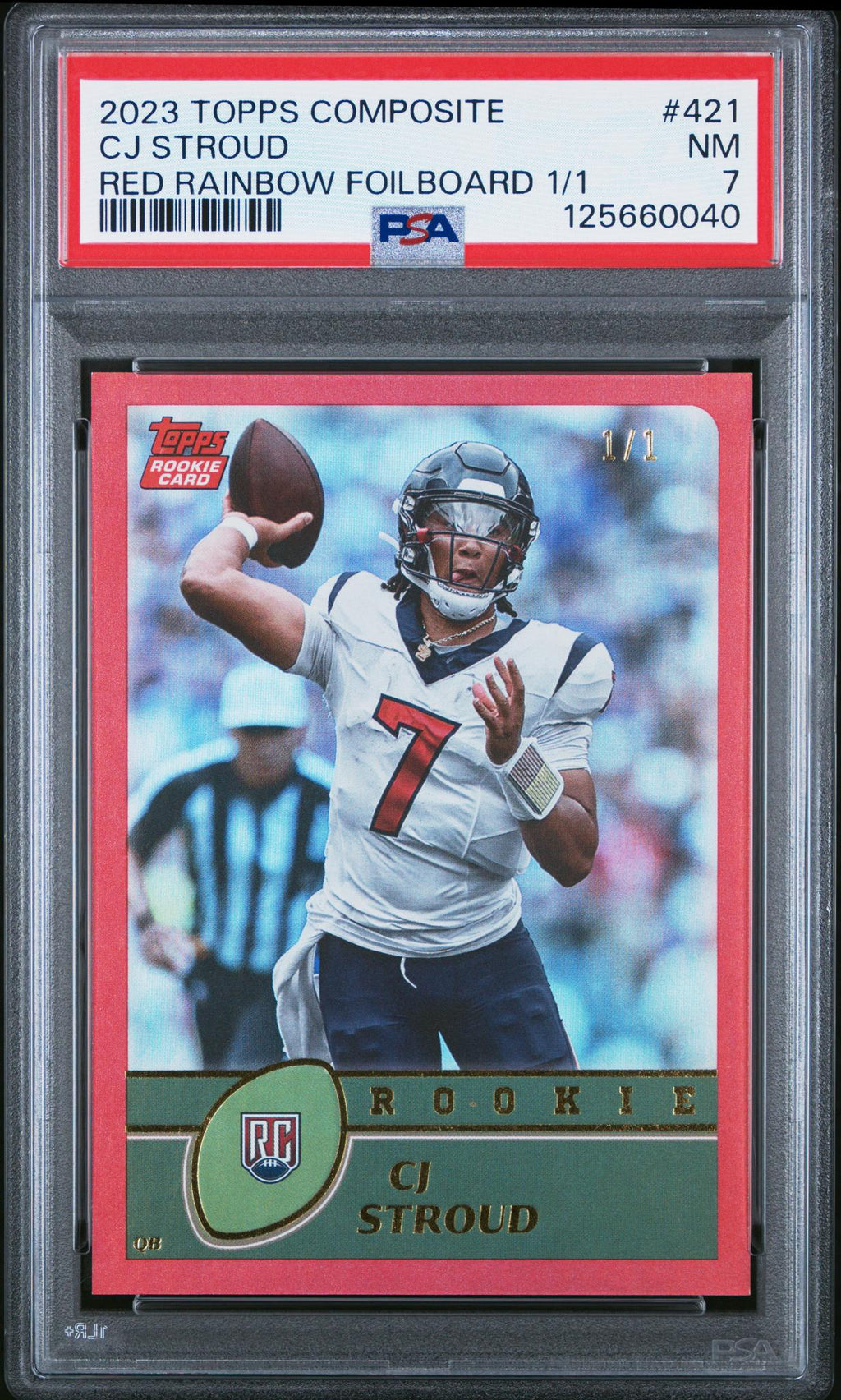 2023 Topps Composite Red Rainbow Foilboard 1/1 CJ Stroud #421 PSA 7
