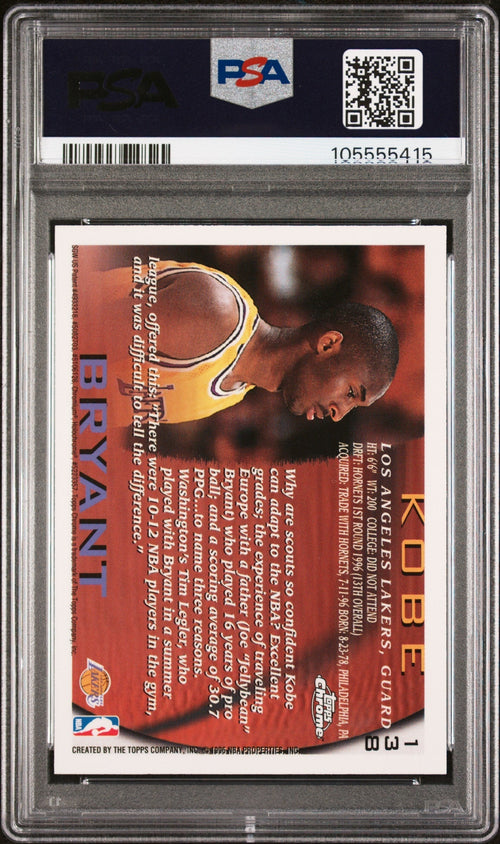 1996 Topps Chrome Kobe Bryant #138 PSA 7 – back